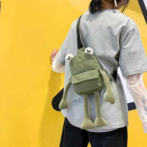 VIVUHTCC الضفدع حقيبة رافعة للنساء الرجال Crossbody حقائب كتف لطيف حقيبة صدر للرجال عادية حقيبة ظهر ذات حمالة السفر التنزه Daypack in Kuwait