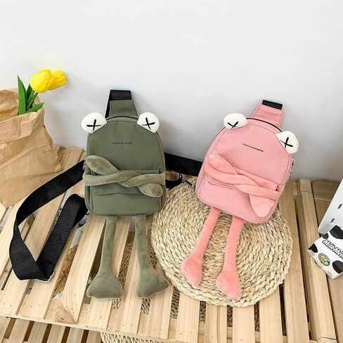 VIVUHTCC الضفدع حقيبة رافعة للنساء الرجال Crossbody حقائب كتف لطيف حقيبة صدر للرجال عادية حقيبة ظهر ذات حمالة السفر التنزه Daypack in Kuwait