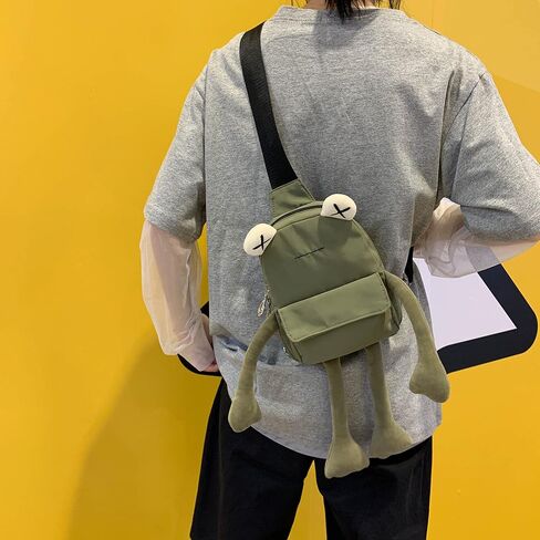 VIVUHTCC الضفدع حقيبة رافعة للنساء الرجال Crossbody حقائب كتف لطيف حقيبة صدر للرجال عادية حقيبة ظهر ذات حمالة السفر التنزه Daypack in Kuwait