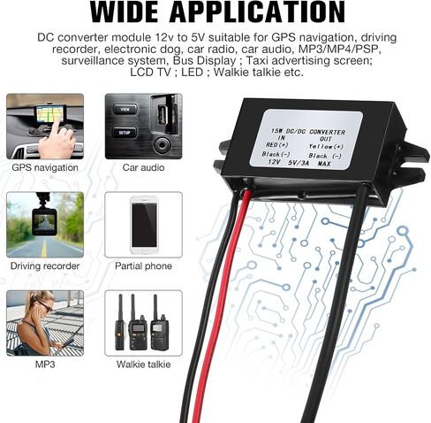 Weewooday 1 Pcs 12v to 5v USB DC Converter Adapter Car Power Regulator in Kuwait