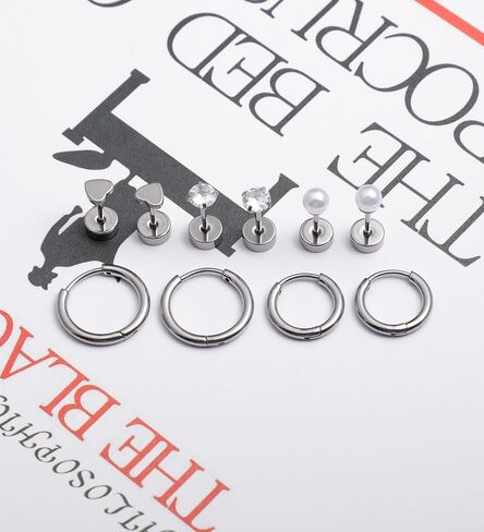 ام جاست اقراط من التيتانيوم للنساء G23 من التيتانيوم الخالص، اقراط حلقية للاذنين الحساسة، اقراط لؤلؤ على شكل قلب مرصعة بالزركونيا المكعب 20 غرام، اقراط خلفية مسطحة مضادة للحساسية in Kuwait