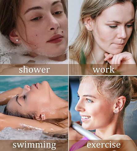 ام جاست اقراط من التيتانيوم للنساء G23 من التيتانيوم الخالص، اقراط حلقية للاذنين الحساسة، اقراط لؤلؤ على شكل قلب مرصعة بالزركونيا المكعب 20 غرام، اقراط خلفية مسطحة مضادة للحساسية in Kuwait