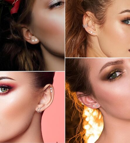 ام جاست اقراط من التيتانيوم للنساء G23 من التيتانيوم الخالص، اقراط حلقية للاذنين الحساسة، اقراط لؤلؤ على شكل قلب مرصعة بالزركونيا المكعب 20 غرام، اقراط خلفية مسطحة مضادة للحساسية in Kuwait