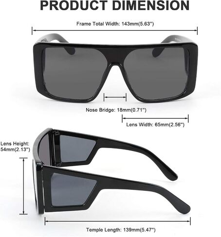 FEISEDY Rectangle Oversized Shield Sunglasses for Women Men Futuristic Rectangula Flat Top One Piece Shades B9037 in Kuwait