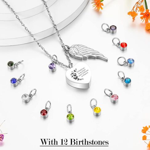 XIUDA Heart Cremation Jewelry for Ashes Urn Necklace with Birthstones Ash Necklace Memorial Cremation Necklaces for Women-I'll Hold You in My Heart Until I Hold You in Heaven in Kuwait