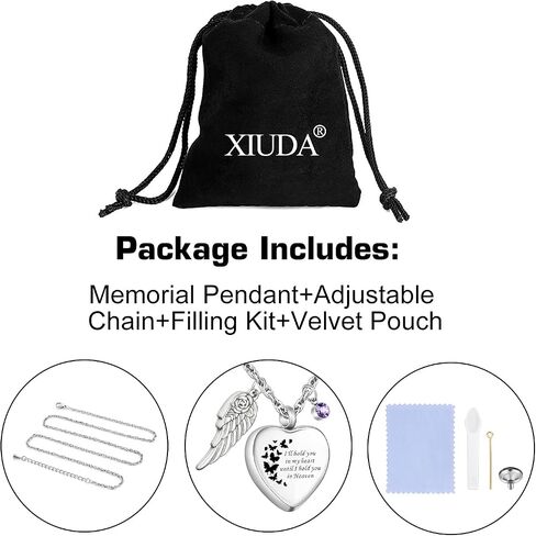 XIUDA Heart Cremation Jewelry for Ashes Urn Necklace with Birthstones Ash Necklace Memorial Cremation Necklaces for Women-I'll Hold You in My Heart Until I Hold You in Heaven in Kuwait