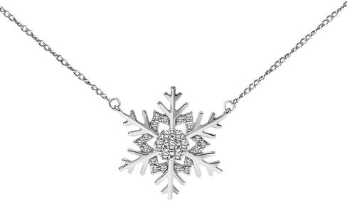 Keepsake Diamond Snowflake Necklace Winter Snow Holiday in 10K White Gold, 10K Yellow Gold and 925 Sterling Silver, 1/10ct (I-J Color, I3 Clarity), 17 inch in Kuwait