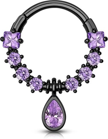 Melighting حلقات الحاجز الأسود 16G مجوهرات الحاجز الدمعة واضح تشيكوسلوفاكيا الجراحية الصلب 316L تتدلى أقراط الحلزون القرط محارة الزنمة ثقب للنساء الرجال in Kuwait