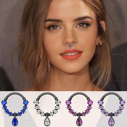 Melighting حلقات الحاجز الأسود 16G مجوهرات الحاجز الدمعة واضح تشيكوسلوفاكيا الجراحية الصلب 316L تتدلى أقراط الحلزون القرط محارة الزنمة ثقب للنساء الرجال in Kuwait