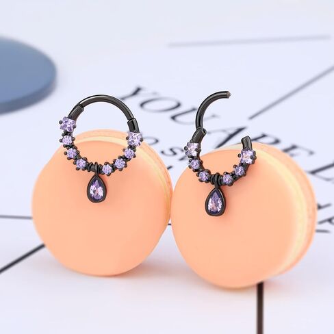 Melighting حلقات الحاجز الأسود 16G مجوهرات الحاجز الدمعة واضح تشيكوسلوفاكيا الجراحية الصلب 316L تتدلى أقراط الحلزون القرط محارة الزنمة ثقب للنساء الرجال in Kuwait