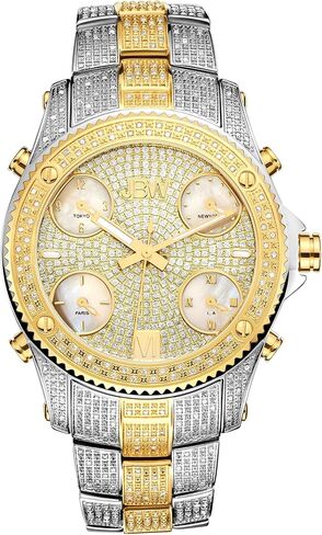 JBW Men's Luxury Jet Setter 2.34 ctw Diamond Wrist Watch with Stainless Steel Link Bracelet in Saudi Arabia