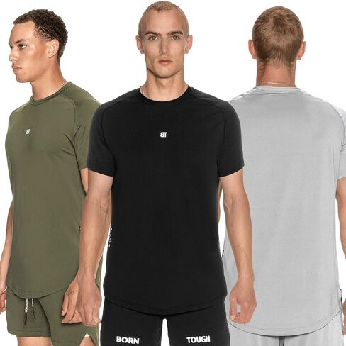 قميص رجالي بأكمام قصيرة للتمرين من Born Tough Air Pro، قميص تمرين رجالي جيد التهوية بمقاس مناسب، قميص رياضي للرجال بأكمام قصيرة in Kuwait