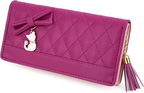 UTO Wallet for Girls Leather Vegan Small Wallet Cat Pendant Card Phone Holder Zipper Coin Women Purse 543 in Kuwait