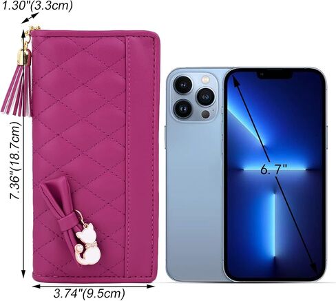 UTO Wallet for Girls Leather Vegan Small Wallet Cat Pendant Card Phone Holder Zipper Coin Women Purse 543 in Kuwait