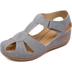 SHIBEVER Women's Wedge Sandals Summer: Closed Toe Sandal for Women Platform Dressy Wedges