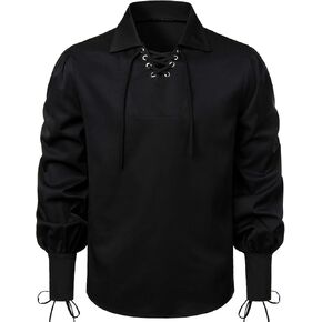 VATPAVE Mens Bandage Renaissance Shirts Gothic Pirate Cosplay Costume Tops