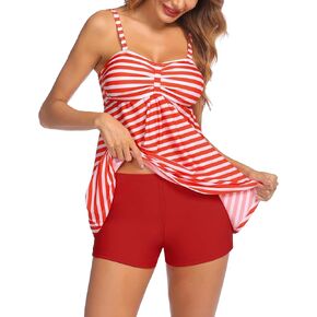 Avidlove Women Tankini Swimsuits Two Piece Bathing Suit with Shorts Retro Sailor Stripe Dot Tankini Set
