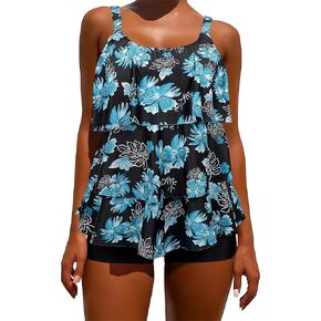 OMKAGI Womens Tankini Bathing Suits Swimdress Tribal Print Swimsuits with Boyshort