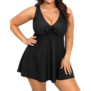 Daci Plus Size Swim Dress Two Piece Tankini Swimsuits for Women Flowy Bathing Suits with Boyshort