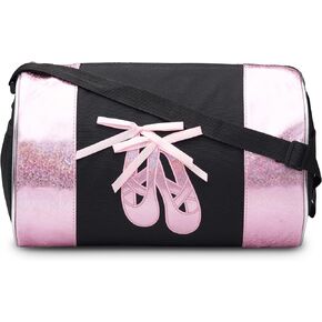 Water-resistance Dance Ballet Slippers Duffel Bag, Kids Travel Bag with Adjustable Carry On Pouch, Dance Accessories For Girls, Teens (Purple/Pink)