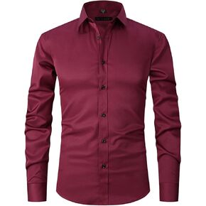 ATOFY Men's Dress Shirt Long Sleeve Slim Fit Business Casual Button Down Solid Shirts