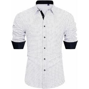 J.VER Men's Printed Dress Shirts Casual Long Sleeve Stylish Button Down Shirt