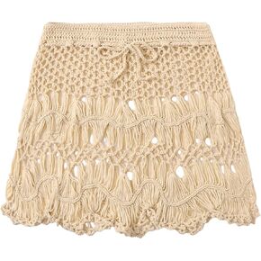 Floerns Women's Bathing Suit Tie Waist Crochet Beach Cover Up Skirt