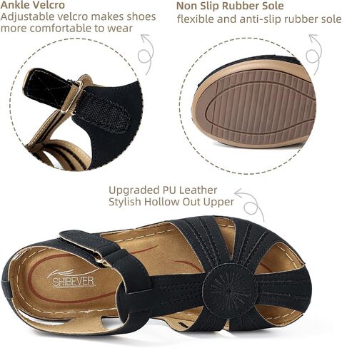 SHIBEVER Women's Wedge Sandals Summer: Closed Toe Platform Dressy Shoes | Orthopedic Arch Support Comfort, Fisherman Platform Sandals, Adjustable Ankle Strap, Casual Walking Shoes in Saudi Arabia
