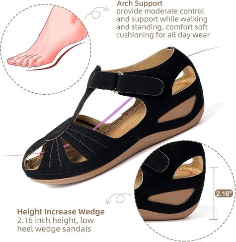 SHIBEVER Women's Wedge Sandals Summer: Closed Toe Platform Dressy Shoes | Orthopedic Arch Support Comfort, Fisherman Platform Sandals, Adjustable Ankle Strap, Casual Walking Shoes in Saudi Arabia