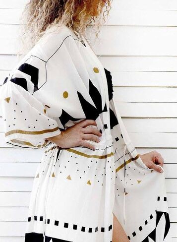 Wander Agio Womens Bikini Cover Ups Beach Casual Dress Coverup Swimsuits Long Cardigan Buttons Chiffon in Kuwait