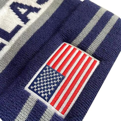 DianYu US Flag City Pom Beanie Premium المطرزة رقعة الشتاء الناعمة قبعة متماسكة قبعة بوم in Kuwait