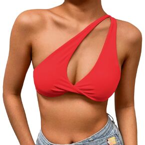 VANTONIA Womens Butterluxe Sports Bras Strappy Criss-Cross Back Yoga Top Twist Front Sports Bra One Shoulder Cute Bralette