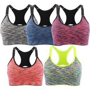 EMY Sports Bra 1 2 3 5 Pack for Women Space Dye Racerback Removable Pads for Yoga Running Fitness Workout