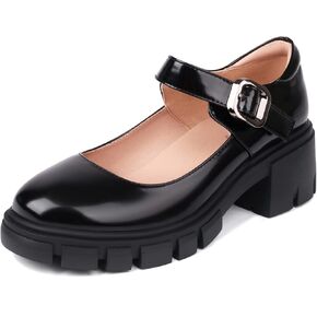 XIEDA Mary Jane Shoes Women Platform Chunky Mary Janes Round Toe Ankle Strap