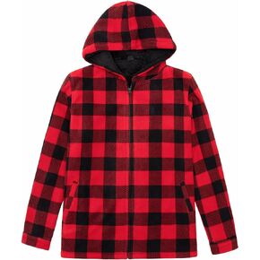 جاكيت بغطاء للرأس مبطن بالصوف للرجال من ThCreasa، جاكيت منقوش بأكمام طويلة مع جيوب لليد in Kuwait