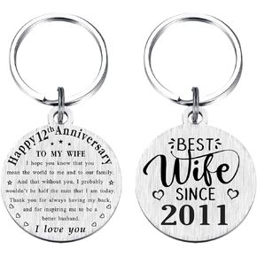 TANWIH 12th Wedding Anniversary Keychain Gifts, 12 Year Anniversary Decoration