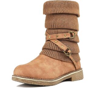 DREAM PAIRS Women's Mid Calf Fashion Winter Snow Boots