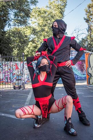 Leg Avenue Men's 5 Pc Ninja Costume with Shirt, Pants, Belt, Face Mask, Hood in Kuwait