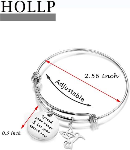 HOLLP Humming Bird Charm Bracelet Humming Bird Lover Gift Spread Your Wings & Let Your Spirit Soar Bracelet in Kuwait