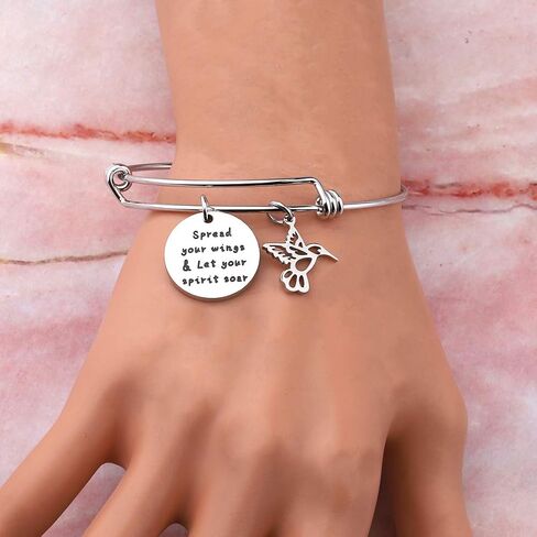 HOLLP Humming Bird Charm Bracelet Humming Bird Lover Gift Spread Your Wings & Let Your Spirit Soar Bracelet in Kuwait