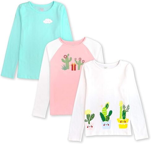 GLASH Kids Girls Long Sleeve Shirts 3-Pack 2-16 Years in Kuwait