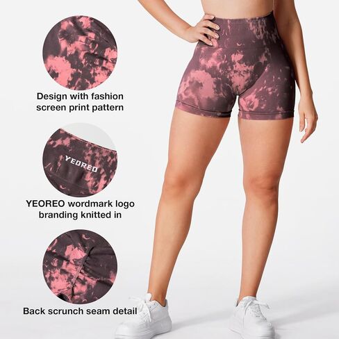YEOREO Scrunch Workout Shorts Butt Lifting Jada Shorts Tie Dye Seamless Gym Biker Screen Print 3.6" Training Shorts in Saudi Arabia