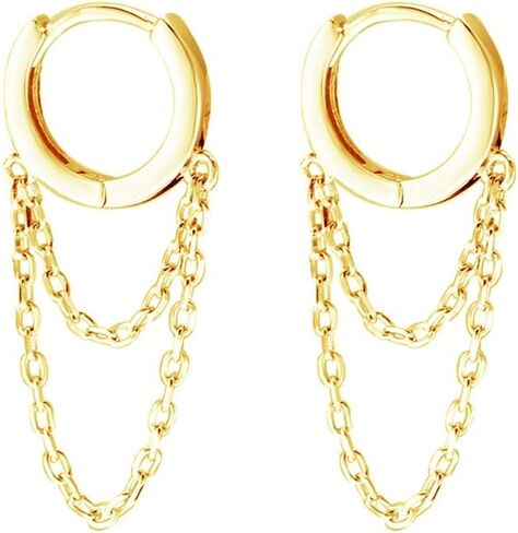 Tassel Chain Drop Dangle Small Hoop Earrings for Women Girls 925 Sterling Silver Huggie Helix Cartilage Tragus Daith Piercing Cuff Minimalist Fashion Personalized Punk Jewelry in Kuwait