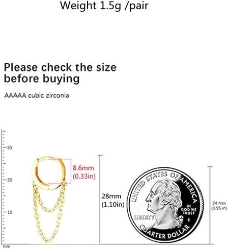 Tassel Chain Drop Dangle Small Hoop Earrings for Women Girls 925 Sterling Silver Huggie Helix Cartilage Tragus Daith Piercing Cuff Minimalist Fashion Personalized Punk Jewelry in Kuwait