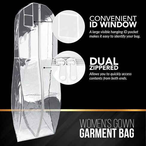 Women’s Dress and Gown Garment Bag -72"x24" and 10" Tapered Gusset -Your Bags in Saudi Arabia