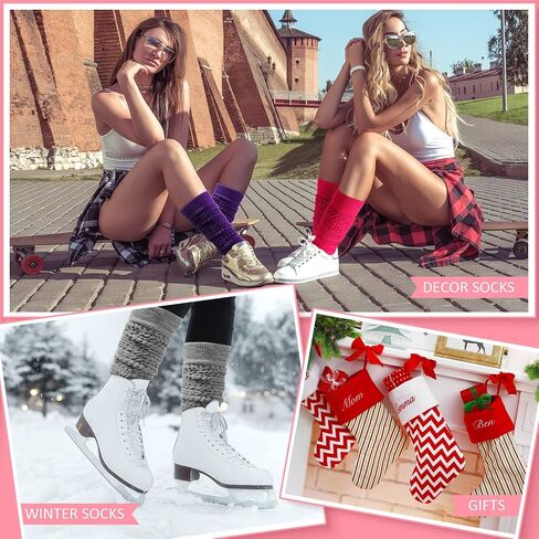 6 أزواج من الجوارب الطويلة المترهلة من JaGely للنساء، جوارب ناعمة وسميكة مكدسة، جوارب Scrunchie مقاس 9 إلى 11، 6 ألوان نيون كبيرة الحجم in Saudi Arabia