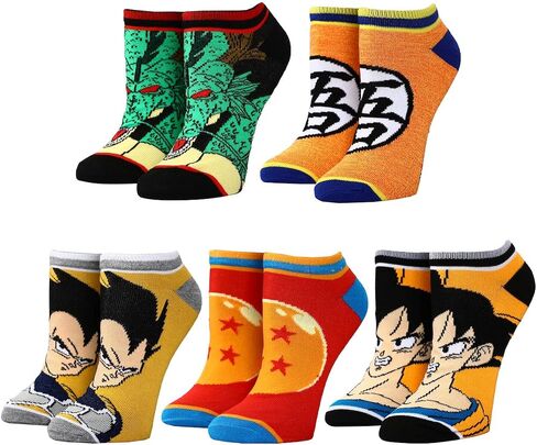 Bioworld Dragon Ball Mixed Icon and Character Close Up 5-Pack Ankle Socks in Saudi Arabia