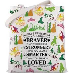 WSNANG Wicked The Musical Gifts Wicked The Musical Tote Bag Elphaba and Glinda Shoulder Bag Broadway Musical Lover Gift