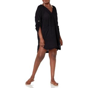 Seafolly Women's V Neck Cover Up Dress with Roll Sleeves in Kuwait