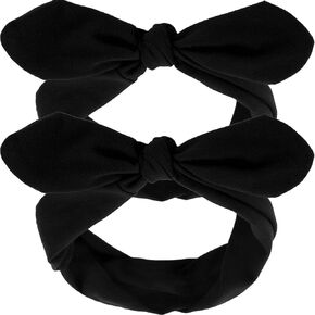 2 Pcs Halloween Retro Headbands Woman Girl Headbands with Bows Cotton Handmade Hairbands Baby Vintage Wire Headband Rabbit Ear Bow Hair Band Headwrap(Red and Black)